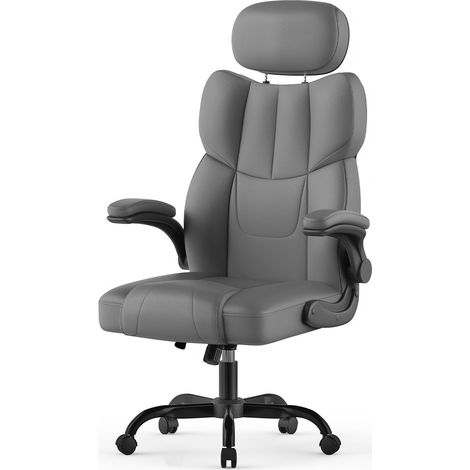 Ergonomic Office Chair PU Leather High Back Adjustable Deep Grey (1/5)