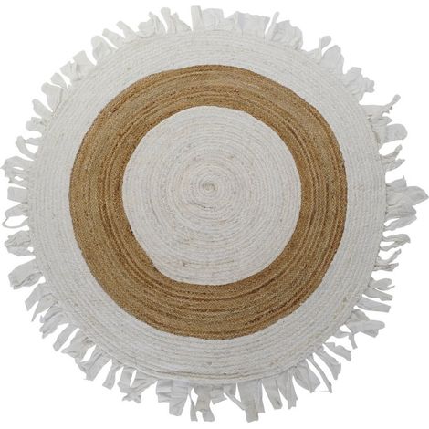Tapis moderne style naturel finition élégante en coton et jute - Beige marron clair et naturel (1/4)
