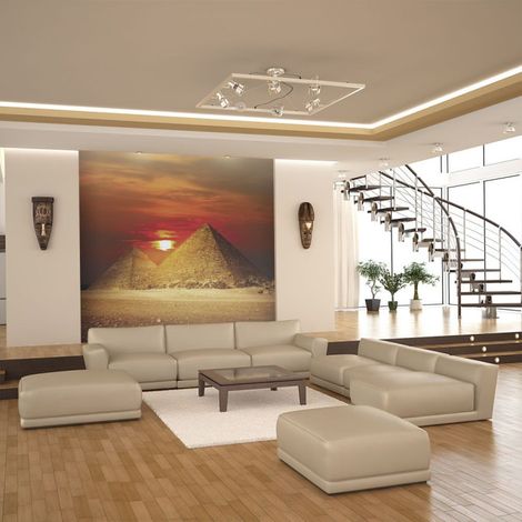 Papier Peint "La Nécropole de Gizeh Coucher de Soleil" 193 x 250 cm (1/2)