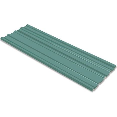 Tôle de toiture en 12 pièces, verte, 129 x 45 cm, acier galvanisé (1/5)