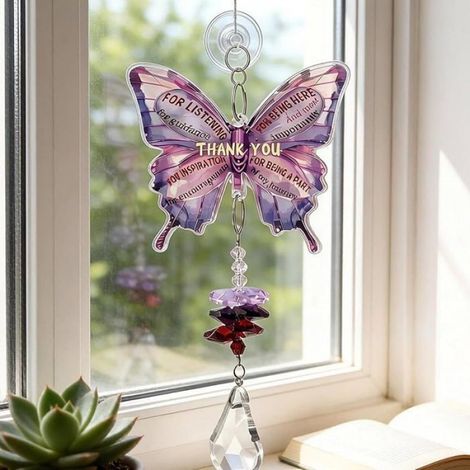 Attrape-Soleil - Papillon En Cristal Acrylique - Pour Voiture Fenêtre Maison - Décoration Intérieure Extérieure - 1 Pièce (1/5)