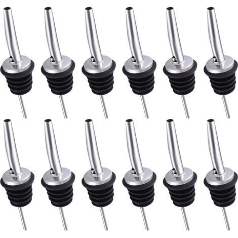 Appuie-tête 12Pcs Verseurs de Bec Métal pour avec Sceau en Aoutchouc Verseurs Vitesse en Acier Inoxydable Verseurs de Bouteilles Iassiques pour Vin Liqueur Boissons Cocktails Huile (1/5)