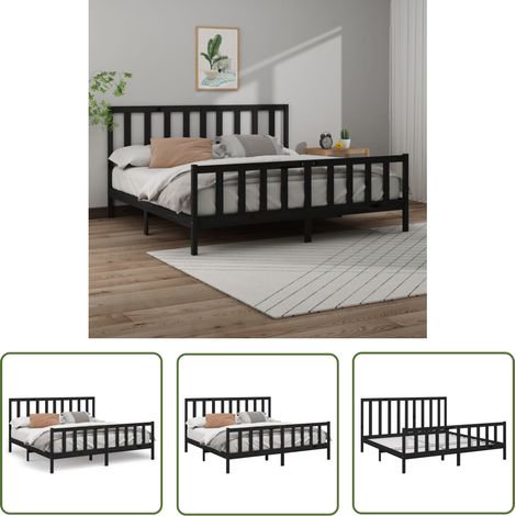 The Living Store Massivholzbett Schwarz Kiefer 200x200 cm - Massivholzbette - Kiefernbett - Doppelbett - Schwarzes Bett - Modernes Bett (1/5)