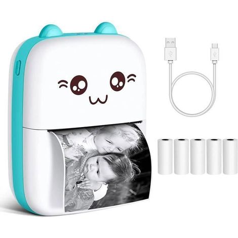 Imprimante thermique - 2windeal® - Mini Pocket - Bluetooth - 200DPI - 5 Rouleaux de Papier (1/5)