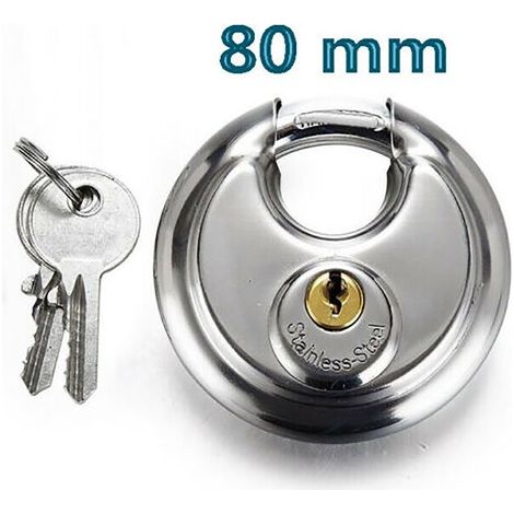 LUCCHETTO ROTONDO ANTISCASSO CATENACCIO 80MM CORAZZATO BLINDATO 2 CHIAVI BICI
