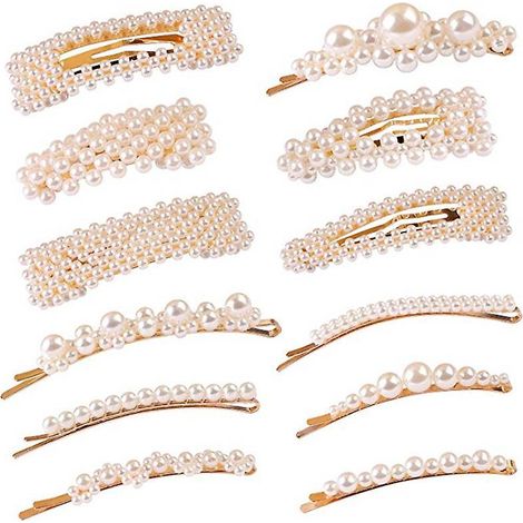 pince Cheveux-12 Pcs Pinces Cheveux Perles Filles Pinces Cheveux Pingles Cheveux Pour Femmes Pince Cheveux La Main Pinces Cheveux Pour Femm (1/5)