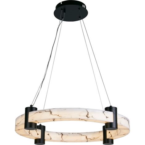 Searchlight Moonbeam Suspension LED pour plafond, métal noir et résine marbrée (1/4)