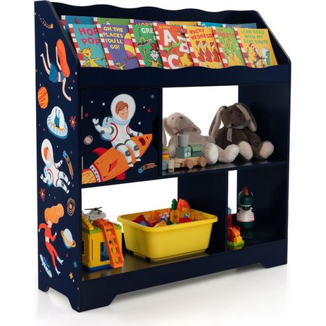 3 étagères et armoire fermée, meuble de rangement enfant pour garder livres, jouets et vêtements bien ordonnés (1/5)