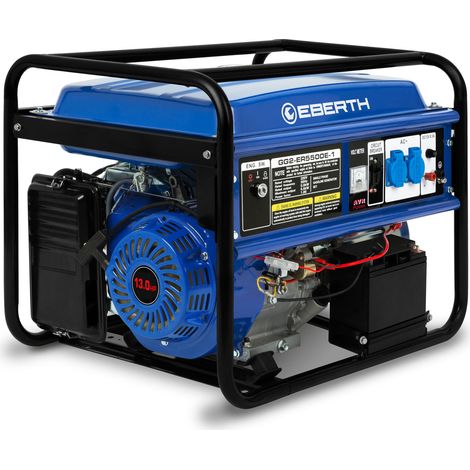 EBERTH 5500 Watt Notstromaggregat Stromerzeuger Stromaggregat mit 13 PS Benzinmotor, 4-Takt, luftgekühlt, 2x 230V, 1x 12V, E-Starter, Automatischer Voltregler AVR, Ölmangelsicherung, Voltmeter (1/5)