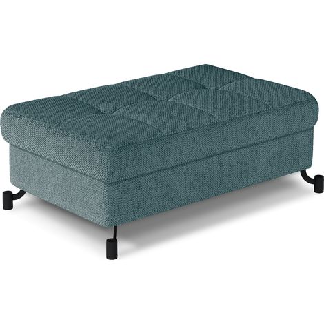 Pouf tissu matelassé avec coffre de rangement LORI-Vert clair (1/4)