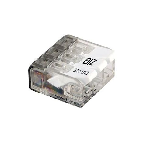 Borne de connexion à leviers 3 entrées – Section 0.2 à 4 mm² – Boîte de 50 unités – Pour câblage électrique professionnel – Bizline