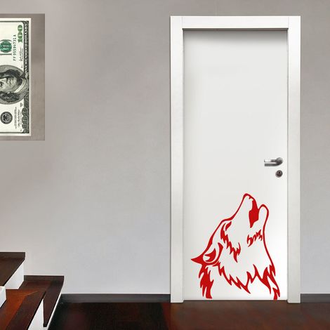 WOLF - Sticker mural en vinyle 55x65 cm - Couleur : Rouge