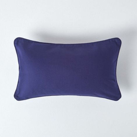 HOMESCAPES Housse de coussin Uni Bleu marine, 30 x 50 cm