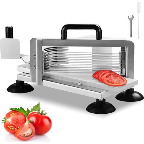 VEVOR Cortadora de Tomate Comercial Hoja de 3/16"/4,8 mm Cortadora de Tomate Manual de Acero Inoxidable Cortador de Tomate con Pies Antideslizantes para Cocinas, Restaurantes, Hamburgueserías, Bares