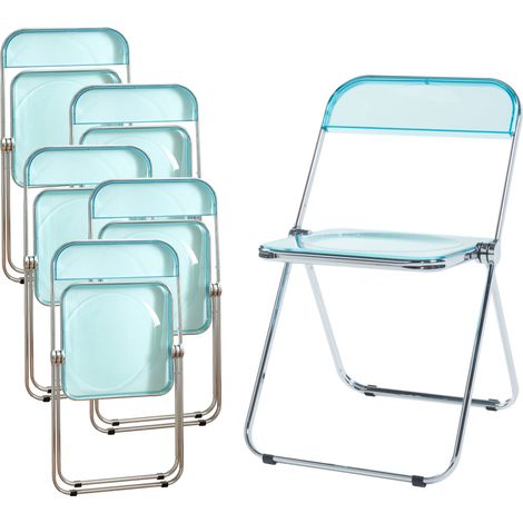 Set di 6 sedie pieghevoli 74 x 46 x 47 cm azzurro trasparente 030009903