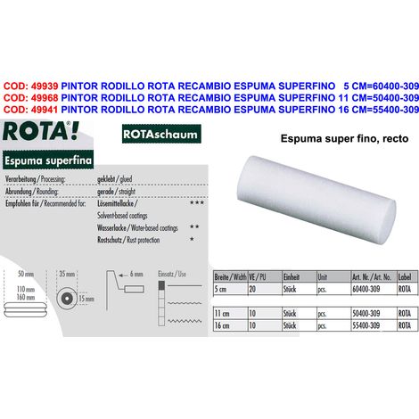 Ricambio in schiuma superfine per rullo di vernice 5 cm 60400-309