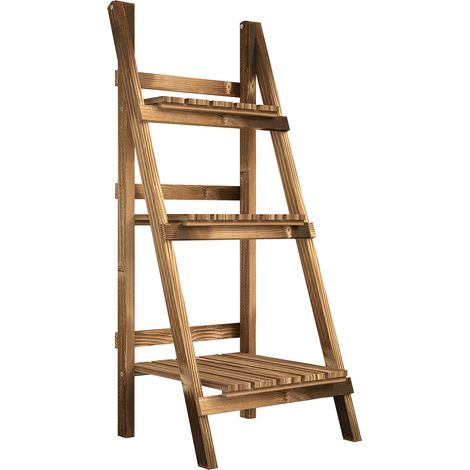 Étagère à fleurs 3 niveaux pliable en bois de sapin, support plantes d'intérieur, porte-pots, 40 x (1/5)