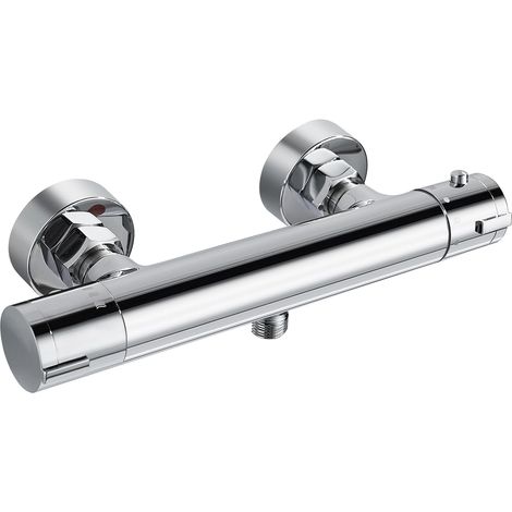 Mezclador termostático de ducha Tigrezy, cromado, de pared, con botón de seguridad, latón macizo - DBWF01GR