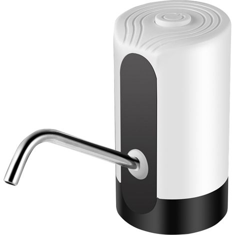[Pompe à eau électrique rechargeable USB] pour bonbonnes gallon avec tuyau silicone alimentaire et sortie stainless steel 304, automatique, compacte, portable, en ABS noir ou blanc. (1/5)