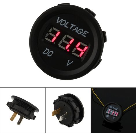 Voltometro Digitale Impermeabile LED Rosso Universale 12-24V per Auto Moto Moto Guida (1/4)