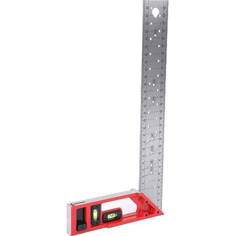 Règle de traçage multifonction en bois, équerre de précision en L avec niveaux à bulle double axe pour charpente et construction, 300 mm (1/5)