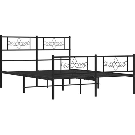 vidaXL Cadre de lit métal sans matelas avec pied de lit noir 140x190cm (1/5)
