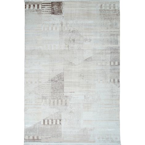 KONKRAT - Tapis moderne texturé à motifs graphiques crème 160x230 (1/5)