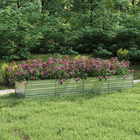 Lit surélevé de jardin 320x80x45 cm Acier galvanisé Argenté (1/5)