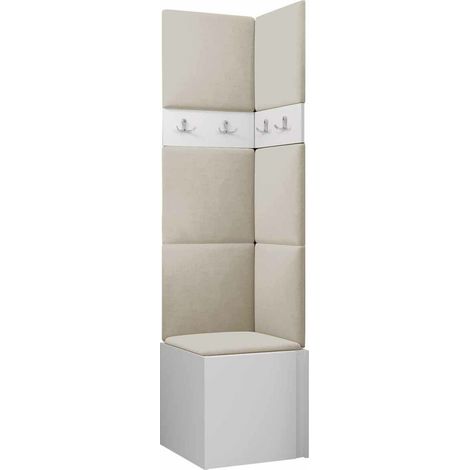 Meuble d'entrée Pinis XXI, Blanc, 186x42x46cm, Tissu, Stratifié, Murale, À poser (1/5)