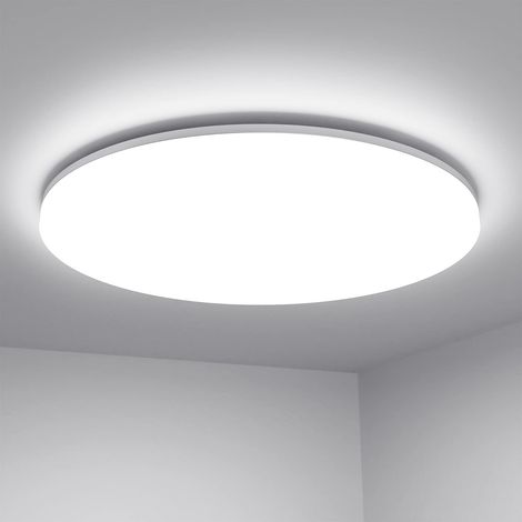Plafonnier Salon LED 1620LM 6000K lampe salle de bain lumière blanche IP44 rond moderne pour chambre à coucher 26cm 24W (1/3)