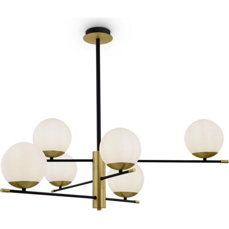 Suspension boules blanches Maytoni Nostalgia Ø100 laiton 6xE14 (1/3)