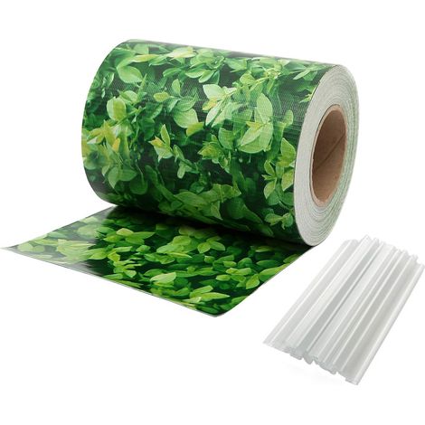 Brise-vue en PVC - Avec 20 clips de fixation - 450 g/m² - Double fil pour clôture de jardin - 19 cm x 35 m - Buis (1/5)