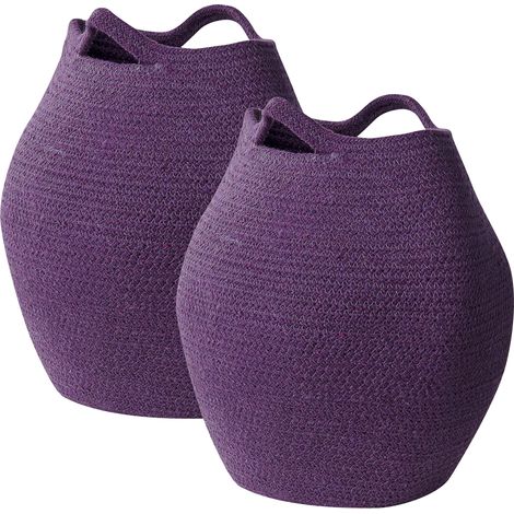 Conjunto de 2 cestas de algodón 30 cm hecho a mano ropa accesorio púrpura Panjgur