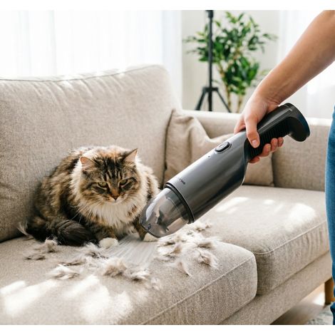 Aspirateur portable sans fil Aigostar haute puissance, anti poils d’animaux léger résistant, polyvalent maniable pour maison et voiture
