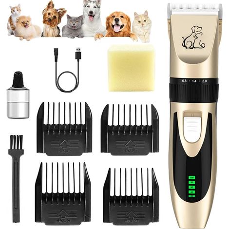 Tondeuse Chien, Tondeuses électriques pour chiens Sans Fil, tondeuse à poils d'animaux, Silencieux Electrique Tondeuse pour Chien, Chats et Animaux (1/5)