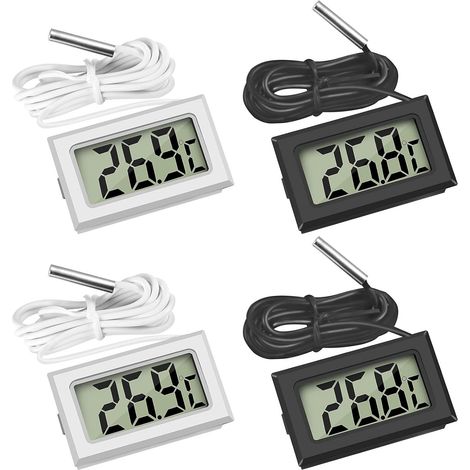 Digitales Thermometer mit wasserdichter externer Sonde für Kühlschrank, Gefrierschrank, Aquarium (4 Stück) (1/5)
