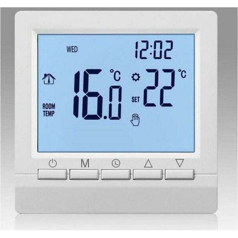 Thermostat de Chauffage de chaudière à gaz 1.5 v régulateur de température alimenté par Batterie avec rétro-éclairage Blanc pour chaudières Programmable hebdomadaire