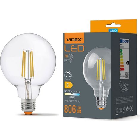 Ampoule déco dimmable G95 7W E27 4000K 806lm Videx
