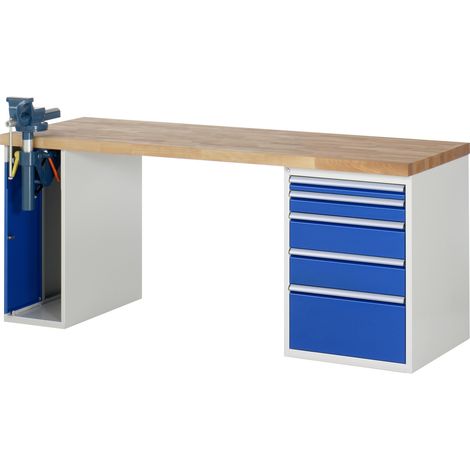 Rau Werkbank Modell 7511 mit 5 Schubladen und Schrank BxTxH 2000x900x840mm (1/5)