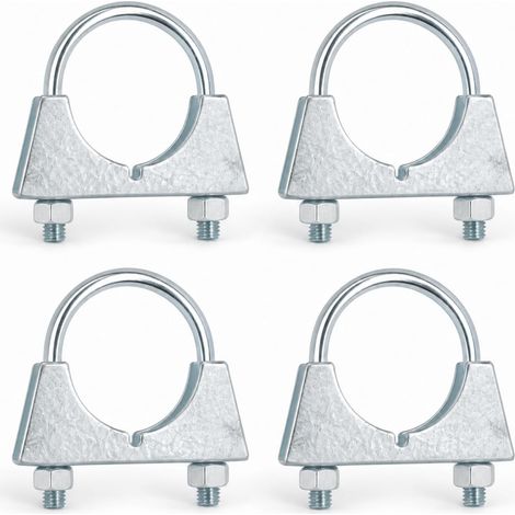 4PCS Collier Echappement 50 mm, collier echappement 50mm En Acier Galvanisé Avec Boulon Et Plaque, collier de serrage échappement voiture, Longueur 83 mm Largeur 80 mm Pour Tuyaux D’Échappement (1/5)