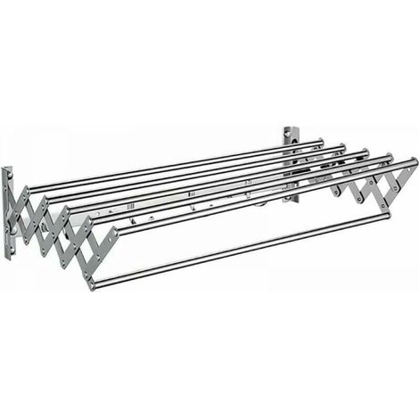 Porte-serviettes Mural Rétractable - 5 Barres en Acier Inoxydable - Pour Salle De Bain Balcon Extérieur - Charge Max 50 Kg - 1 Pièce