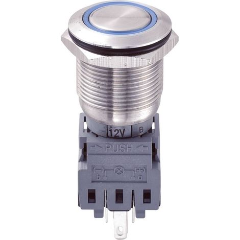 TRU COMPONENTS 701906 LAS1-BGQ-11ZE/B/12V Interruttore antivandalo 250 V/AC 5 A 1 x Off / On Permanente Blu IP67 1 pz. (1/3)