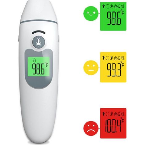 Stirnthermometer für Erwachsene, kontaktloses Thermometer, medizinisches Stirn- und Ohrthermometer für Babys, Kinder, Erwachsene und Gegenstände, Fieberalarm, LCD-Bildschirm und Speicherfunktion (1/4)