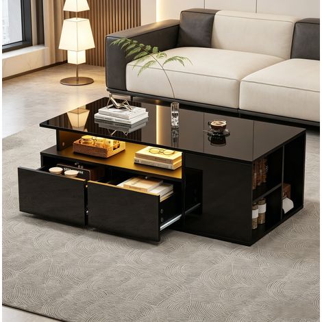 tavolo soggiorno 100x50x35 LED alta lucentezza OKMYHOME (1/5)