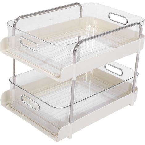 Storage Shelving Unit Organizer Multifunctional Cosmetics Snacks Display Storage Rack for Kitchen Bedroom Living Room 2 Layers (1/5)