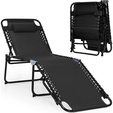COSTWAY Klappbare Sonnenliege, Gartenliege 5 Stufen verstellbar, Campingliege Klappbett, Liege Bett bis 120 kg belastbar, Reiseliege für Pool, Strand