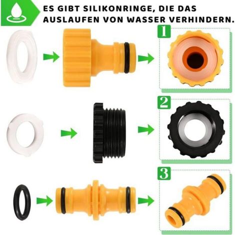 Raccord tuyau d'arrosage - - 13 mm - ABS renforcé - Raccord rapide - Sans fuite - Connecteur de dérivation en Y (1/4)