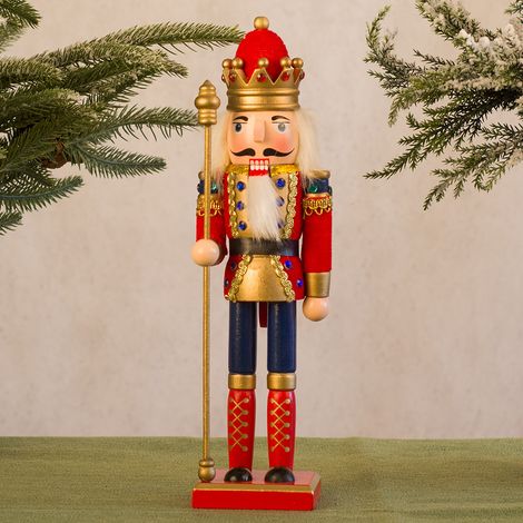 Marionnette soldat casse-noisette en tissu de style européen, 30 cm, décoration de table pour meuble à vin de Noël (1/5)