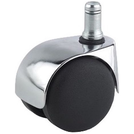 Roulette JUMELÉE pivotante Ø 50 mm CHROMÉE à tige lisse 11x22 (1/2)