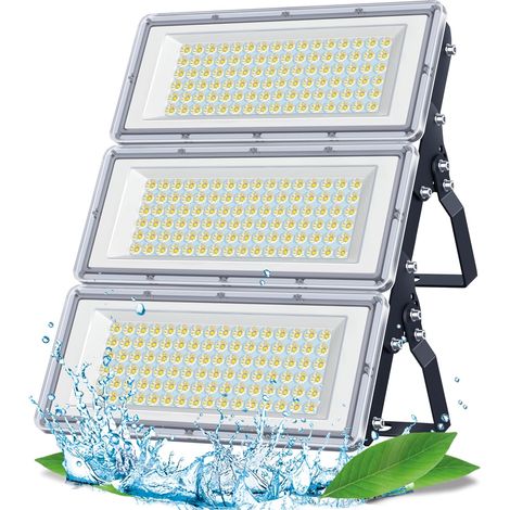 Projecteur LED Extérieur 300W, 3 en 1 30000LM 7000K Spot LED Extérieur, IP67 Étanche 85-265V Lampe Exterieur pour Jardin Garage Usine